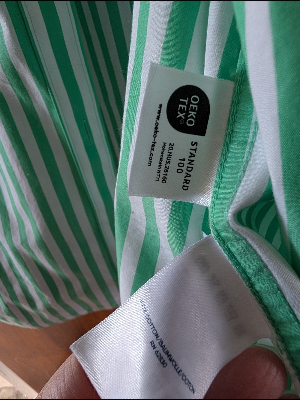 Lands' End Mint Green & White Stripe Button-Down Shirt - Picture 4 of 4